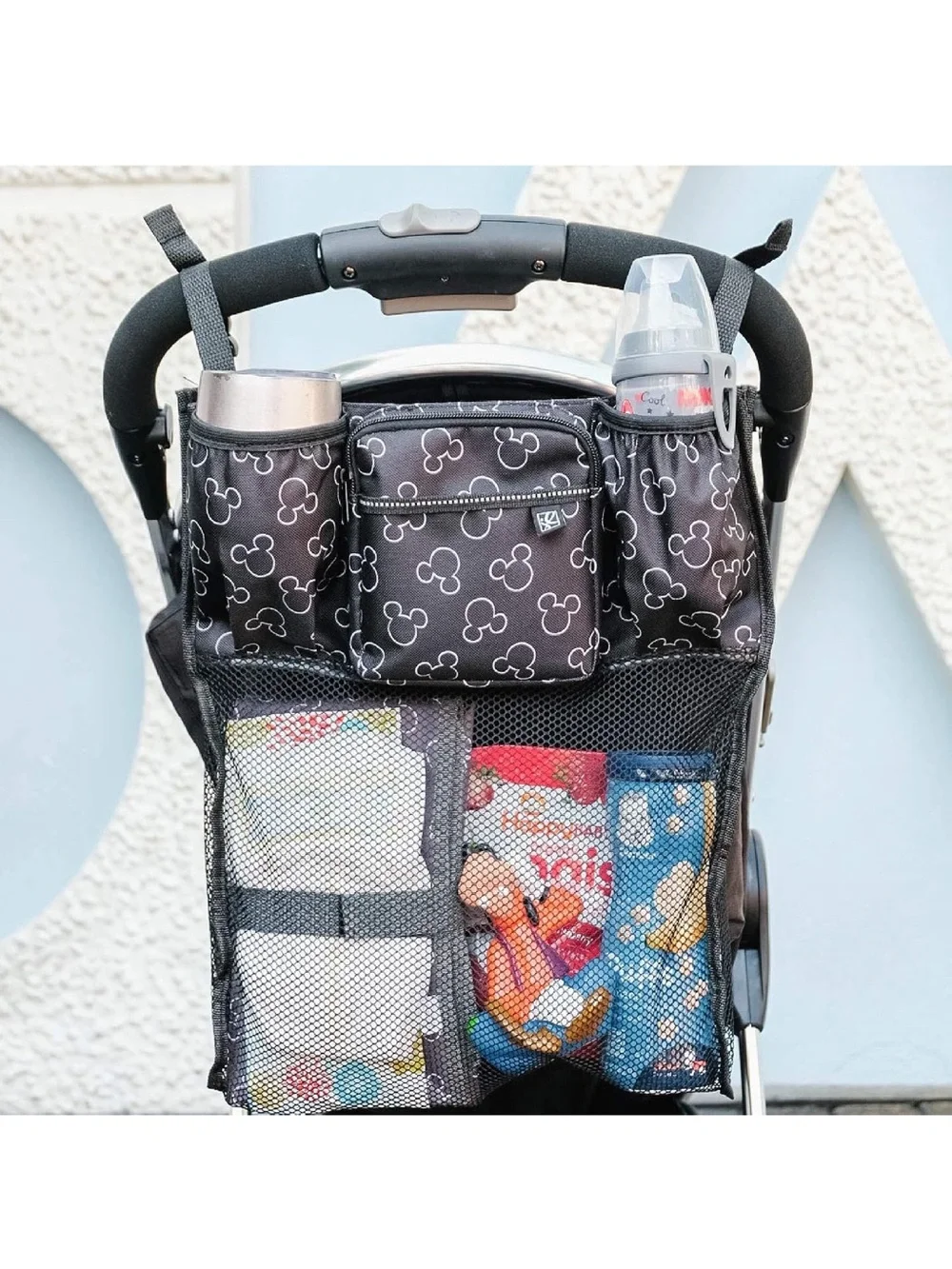 Disney Black Mesh Backseat Car Organizer with Mickey Print
